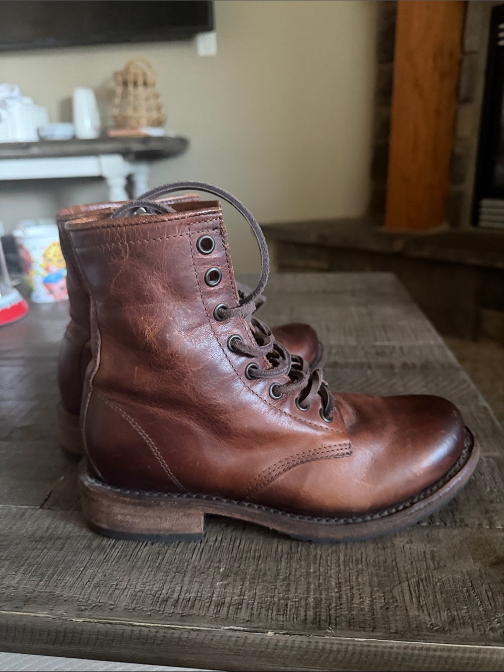 Freebies by Steve Manchester Leather Lace-Up Combat Boots - Picture 3 of 10